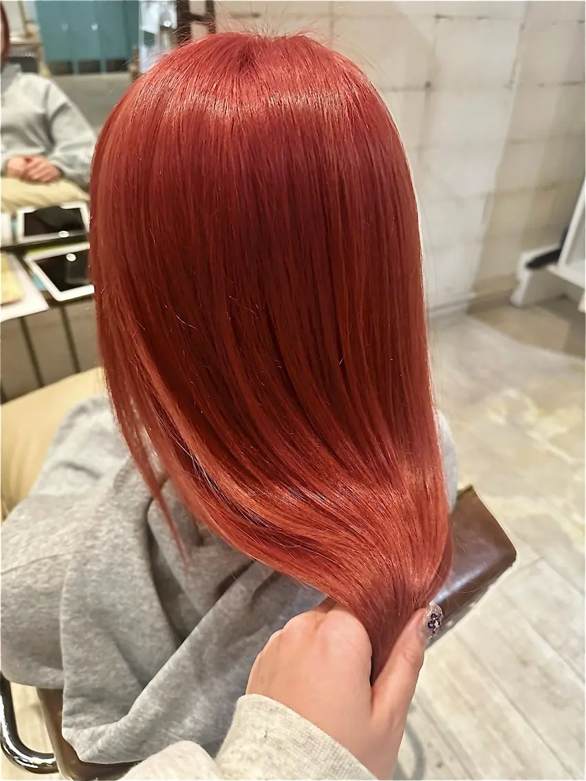 ロング カラー ブリーチ ケアブリーチ レッドカラー ヘアカラー トリートメント Nao 【EIGHT札幌】のヘアスタイル