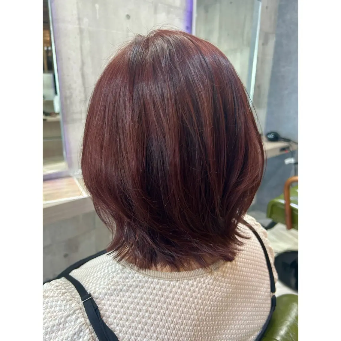 ミディアム カラー ボルドーカラー 鎌ヶ谷大仏フレスコ ✂︎　NATSUMIのヘアスタイル