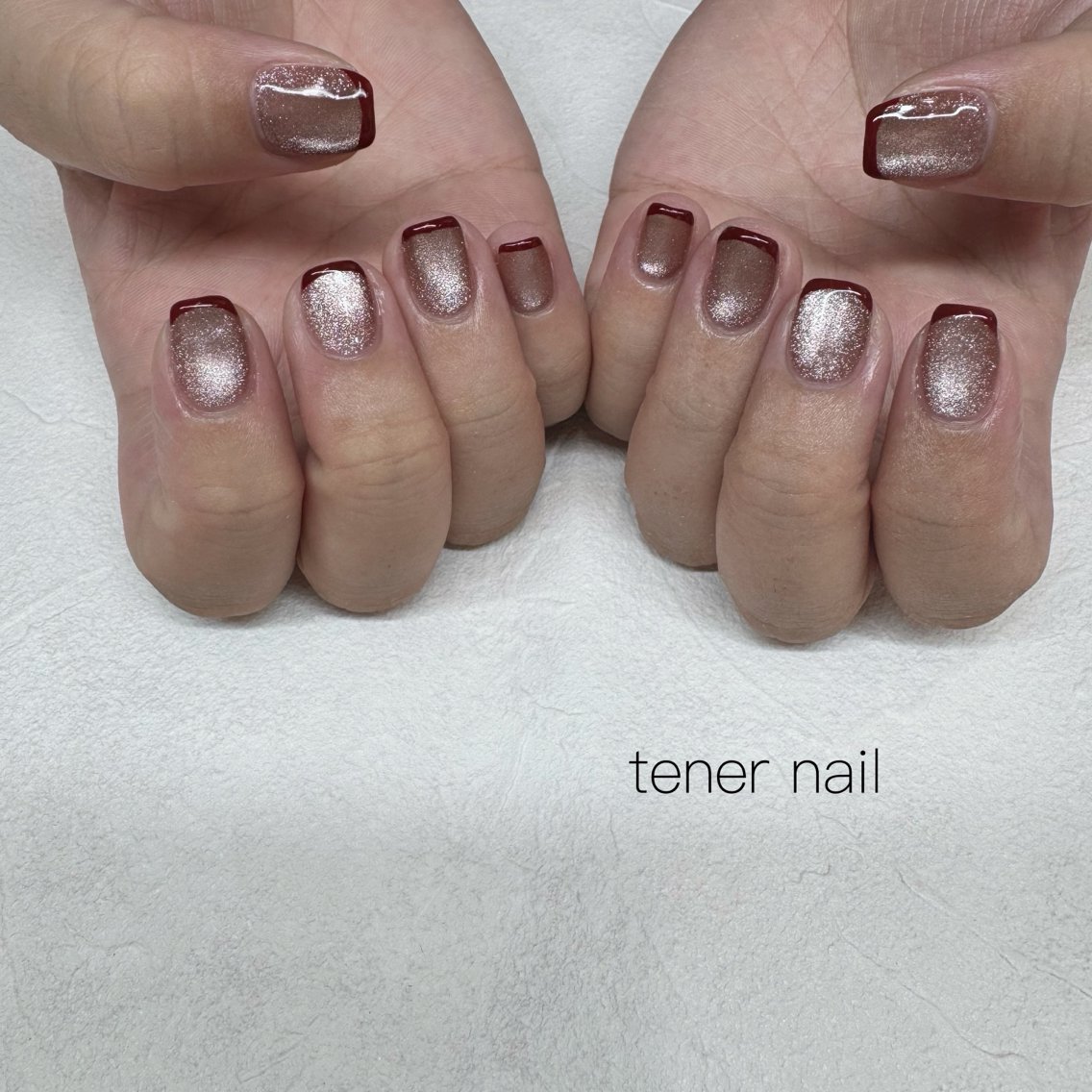 ネイル ボルドー フレンチネイル マグネットネイル ハンドネイル テネルネイル tener nailのネイルデザイン