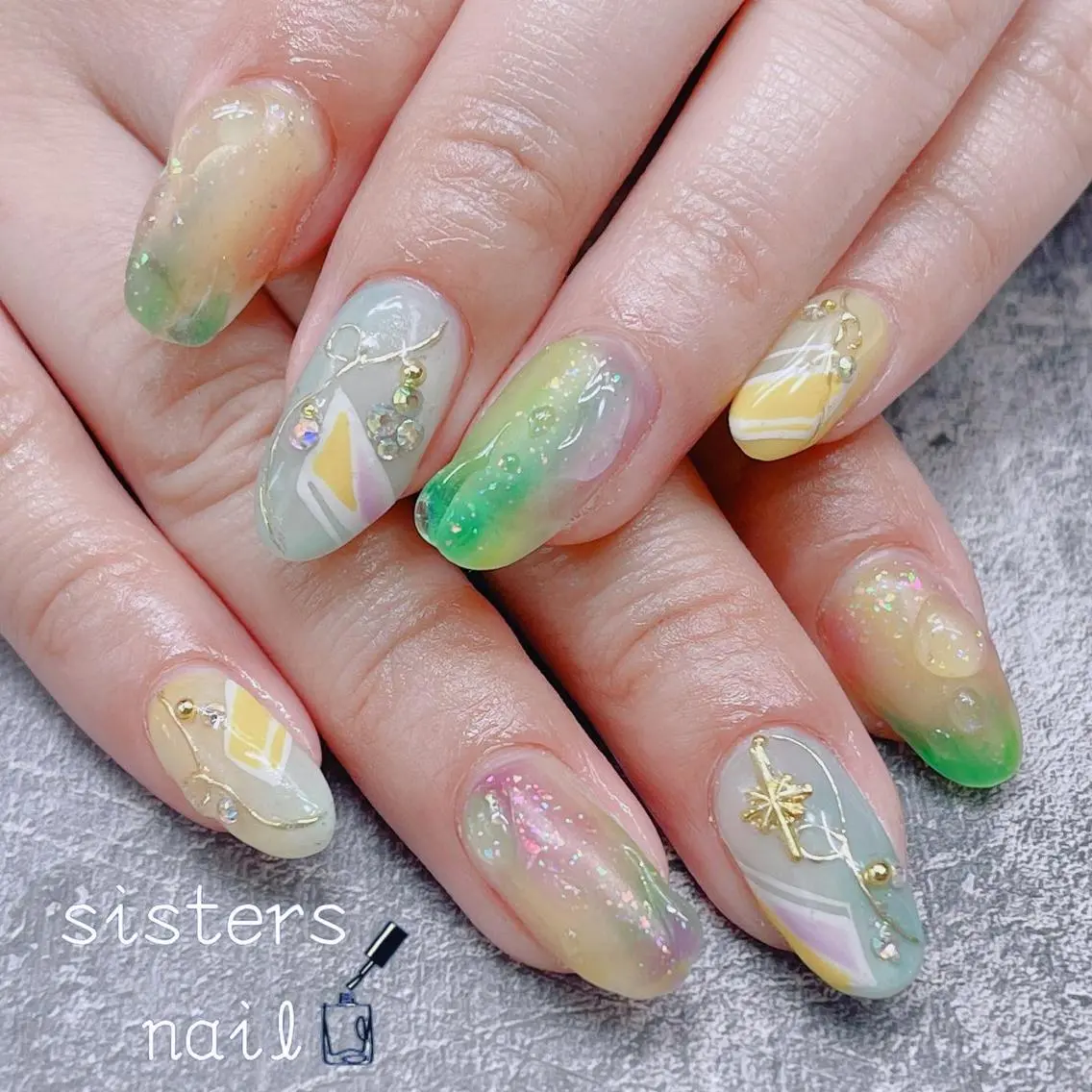 ネイル アートネイル 春ネイル 夏ネイル ハンドネイル ハンドケア sisters nail.fのネイルデザイン