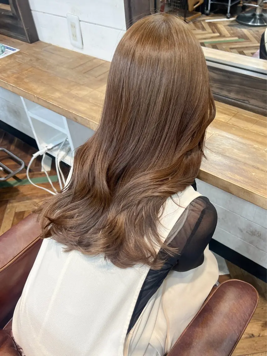 セミロング カラー ブリーチ ブラウンカラー 透明感カラー ブリーチなしカラー カット ヘアカラー トリートメント REN/レイヤー✂️ ブリーチなしカラー✨のヘアスタイル