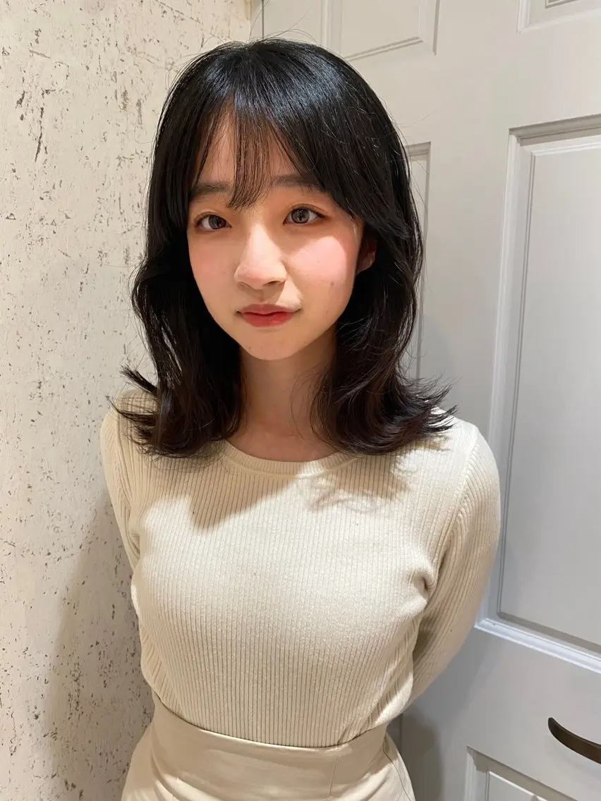 ミディアム カラー くびれヘア カット トリートメント mai / linoah˚✧のヘアスタイル