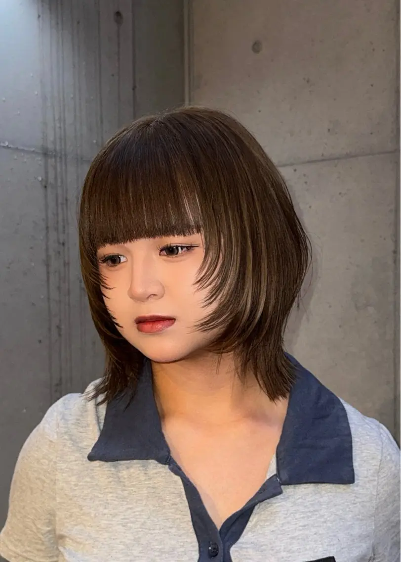 ミディアム カラー カット ヘアカラー トリートメント だいち/ブリーチ/ レイヤーカットのヘアスタイル