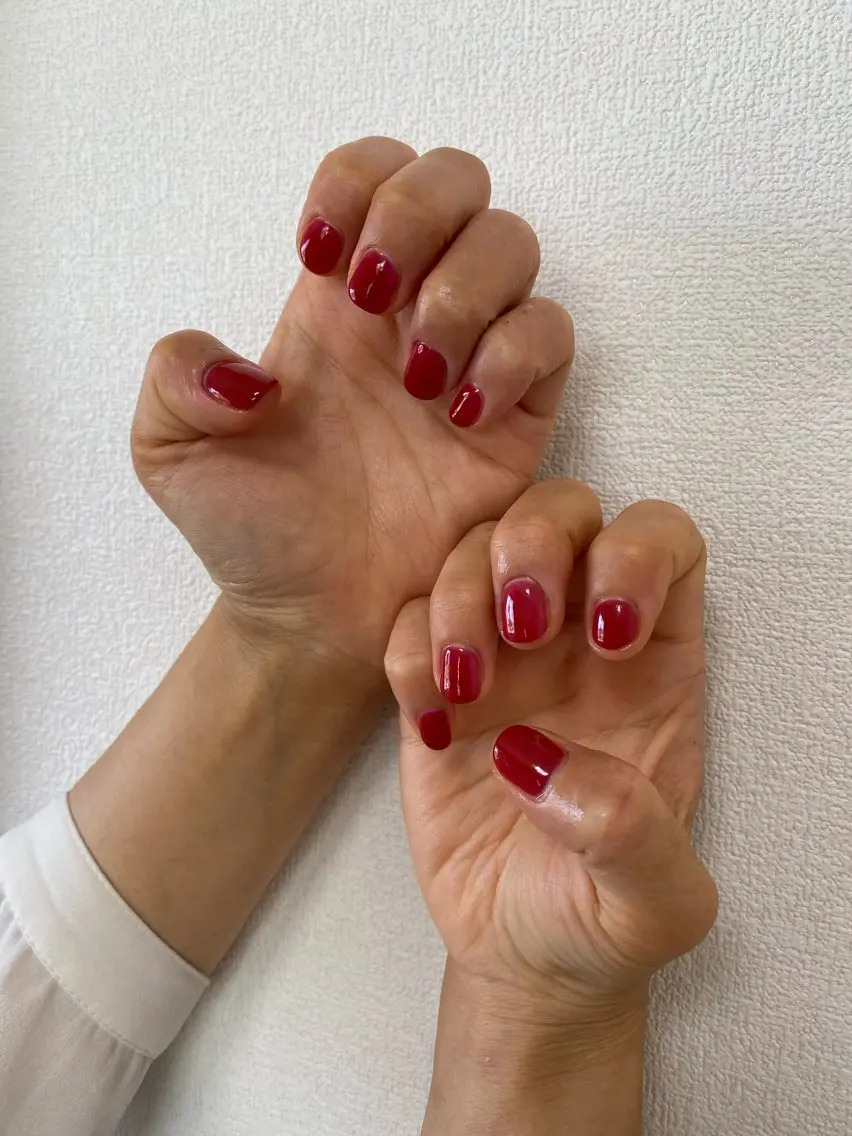 ネイル 赤色 自宅サロン FeelFreeのマツエク・マツパデザイン