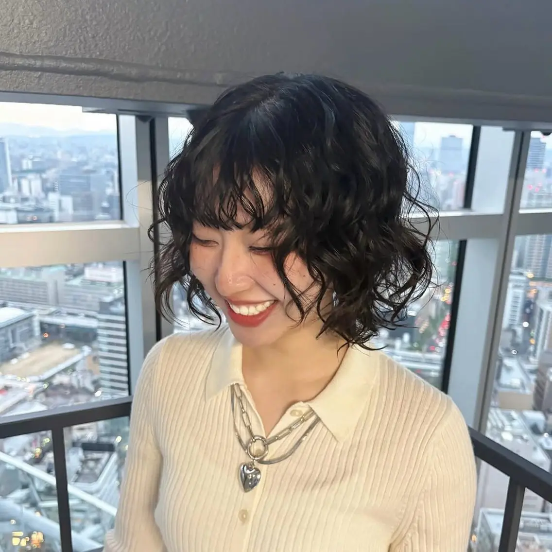 セミロング パーマ カット パーマ ヘアアレンジ👒✨ 藤川　友希のヘアスタイル