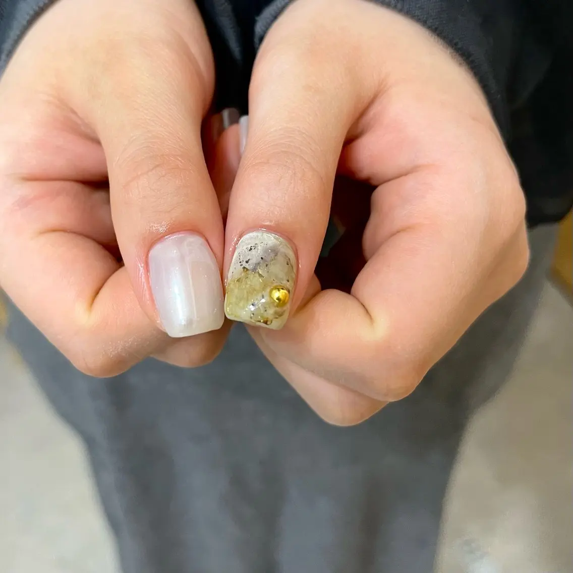 ネイル グリーン ハンドネイル vegh. nail／阿波座のネイルデザイン