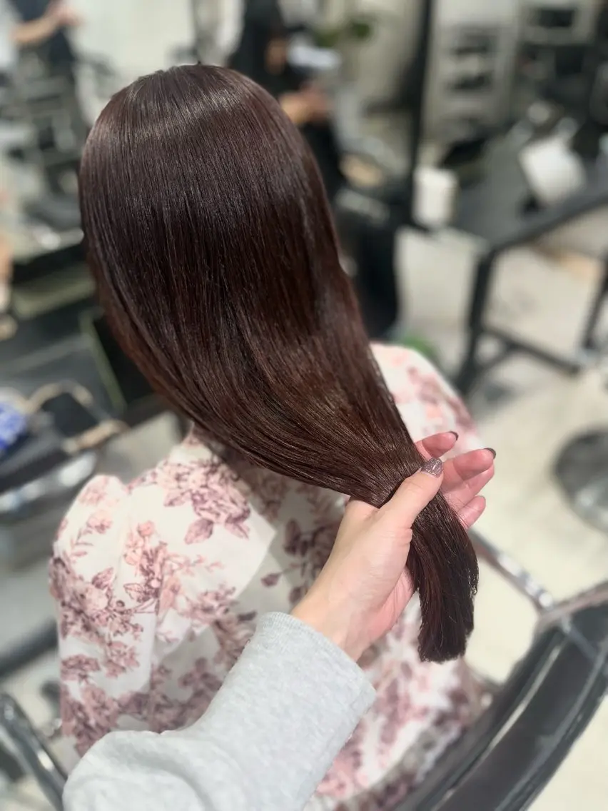 ロング カラー パーマ ヘアアレンジ カット ヘアセット 透明感/オリーブ/ グレージュ/YUKAのヘアスタイル