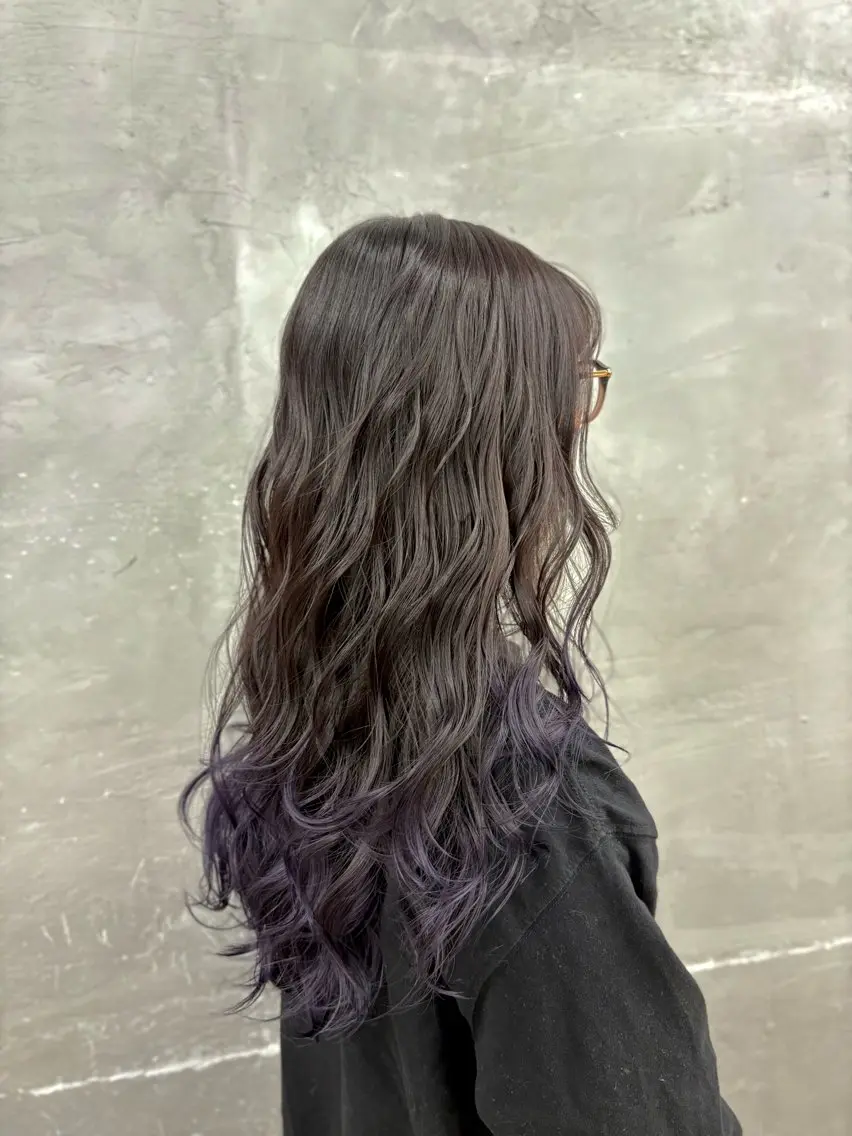 ロング カラー ブリーチ パープルカラー ヘアカラー ナカジマ ハルカのヘアスタイル