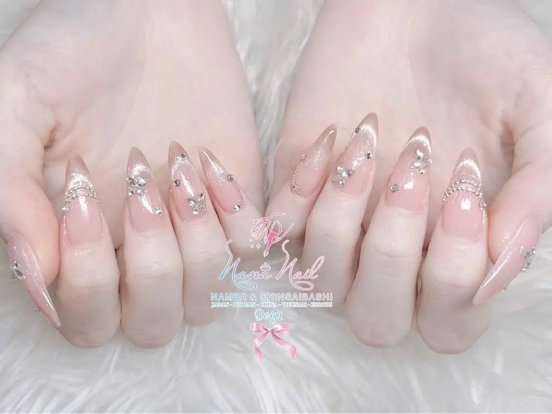 ネイル チークネイル 桜ネイル フラッシュネイル フットネイル ジェルネイル ハンドネイル リナネイル アメ村心斎橋店のネイルデザイン