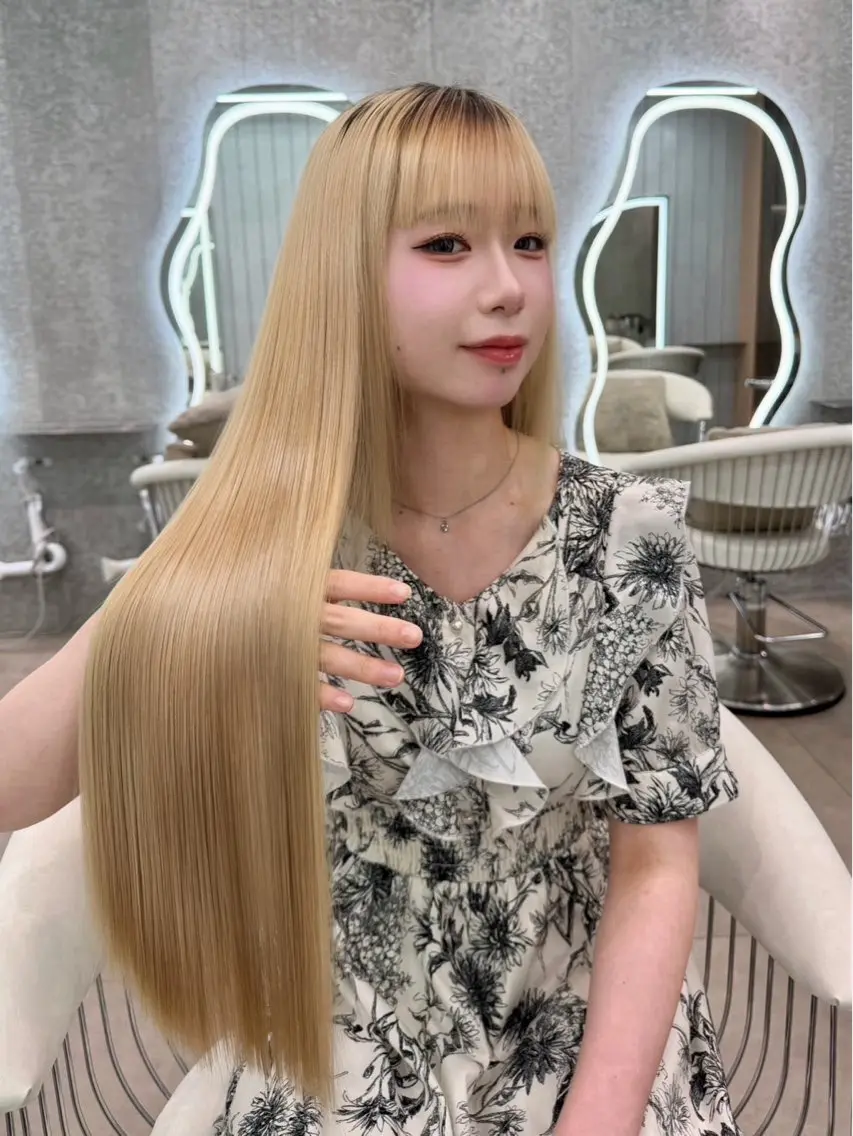 ロング ヘアアレンジ 縮毛矯正 大宮ブリーチ縮毛⭕️ 暗髪レイヤーしょうまのヘアスタイル