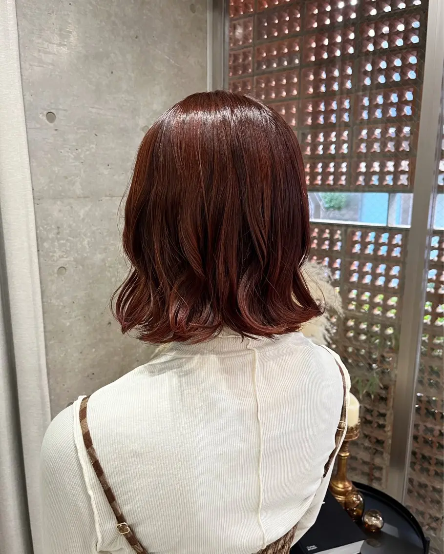 ミディアム カラー パーマ ヘアセット 表参道🌿赤み消し カラー/チナツのヘアスタイル