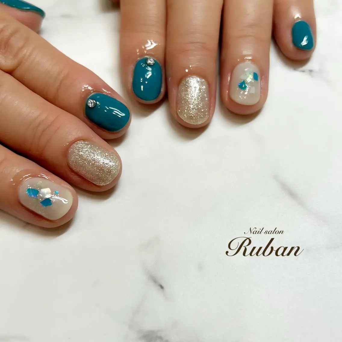 ネイル ブルー Nail salon Rubanのネイルデザイン