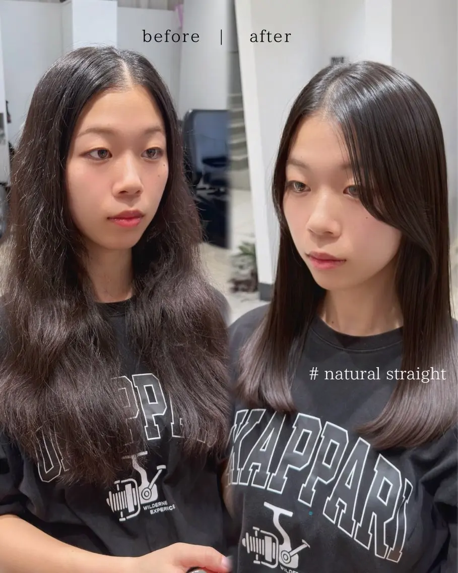 ロング カラー パーマ ロング 縮毛矯正 ストレートパーマ カット ヘアカラー 縮毛矯正 トリートメント ヘッドスパ ヘアセット レイヤーカット/縮毛 矯正/川添桃花のヘアスタイル