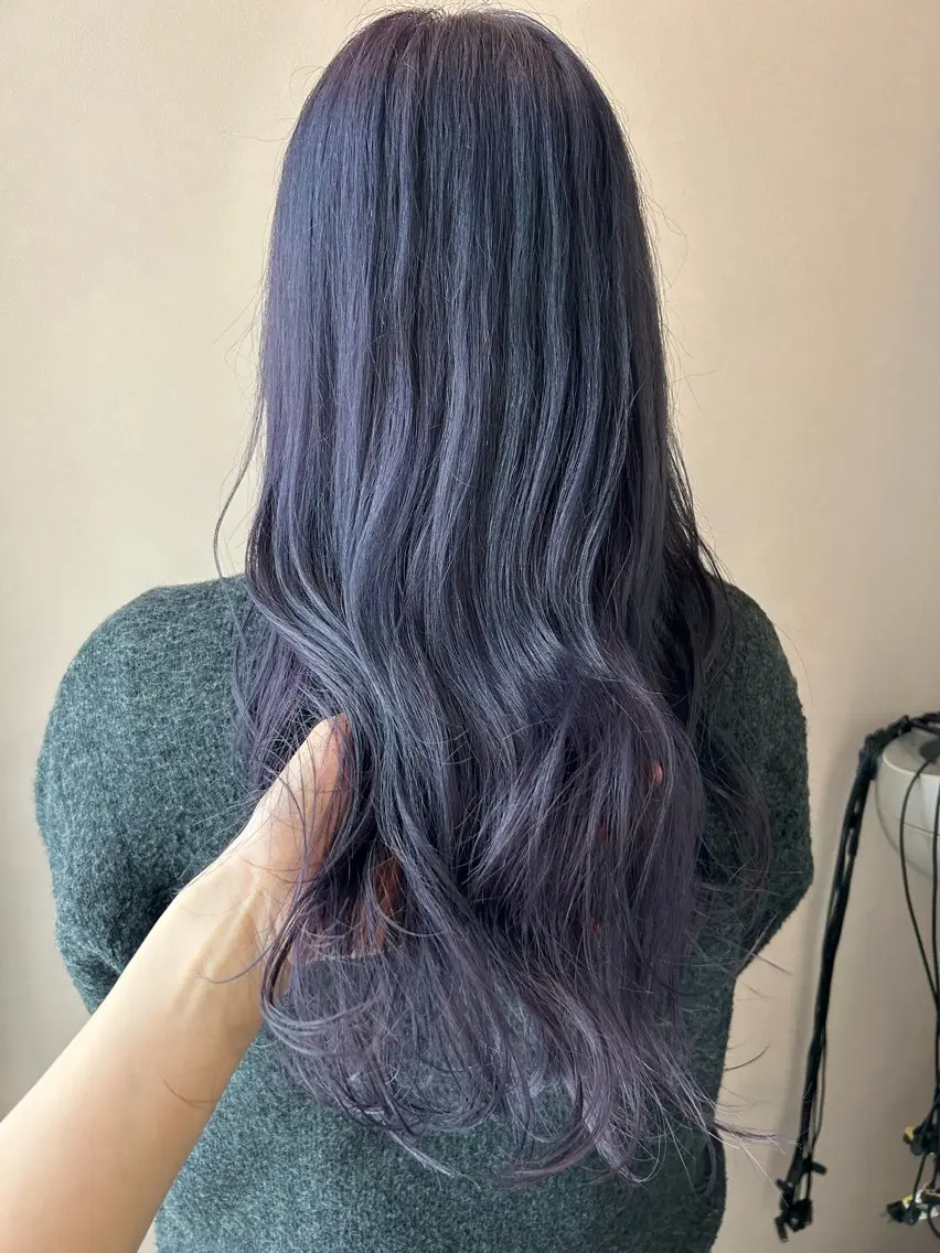 ロング カラー ブリーチ ラベンダーカラー カット ヘアカラー トリートメント hubhair レイヤー/透明感のヘアスタイル