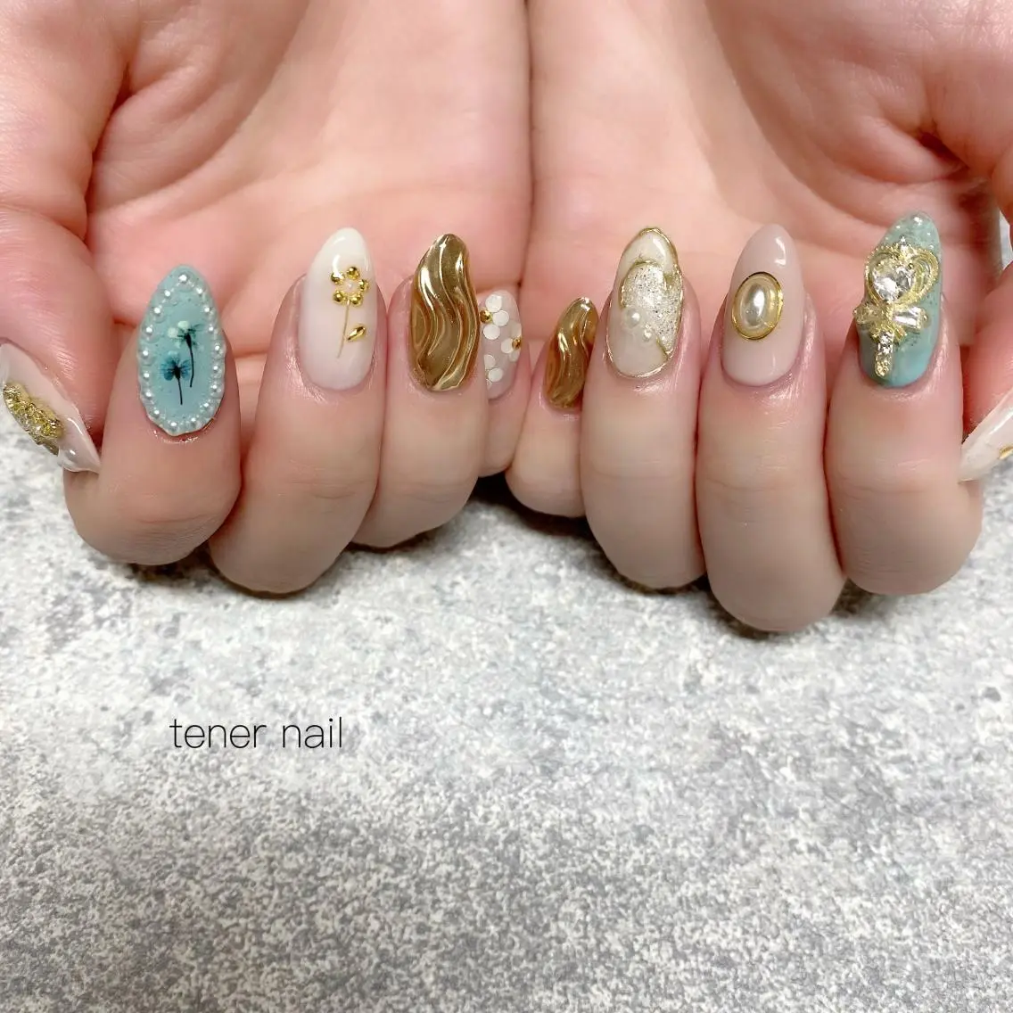 ネイル フラワーネイル ミラーネイル テネルネイル tener nailのネイルデザイン