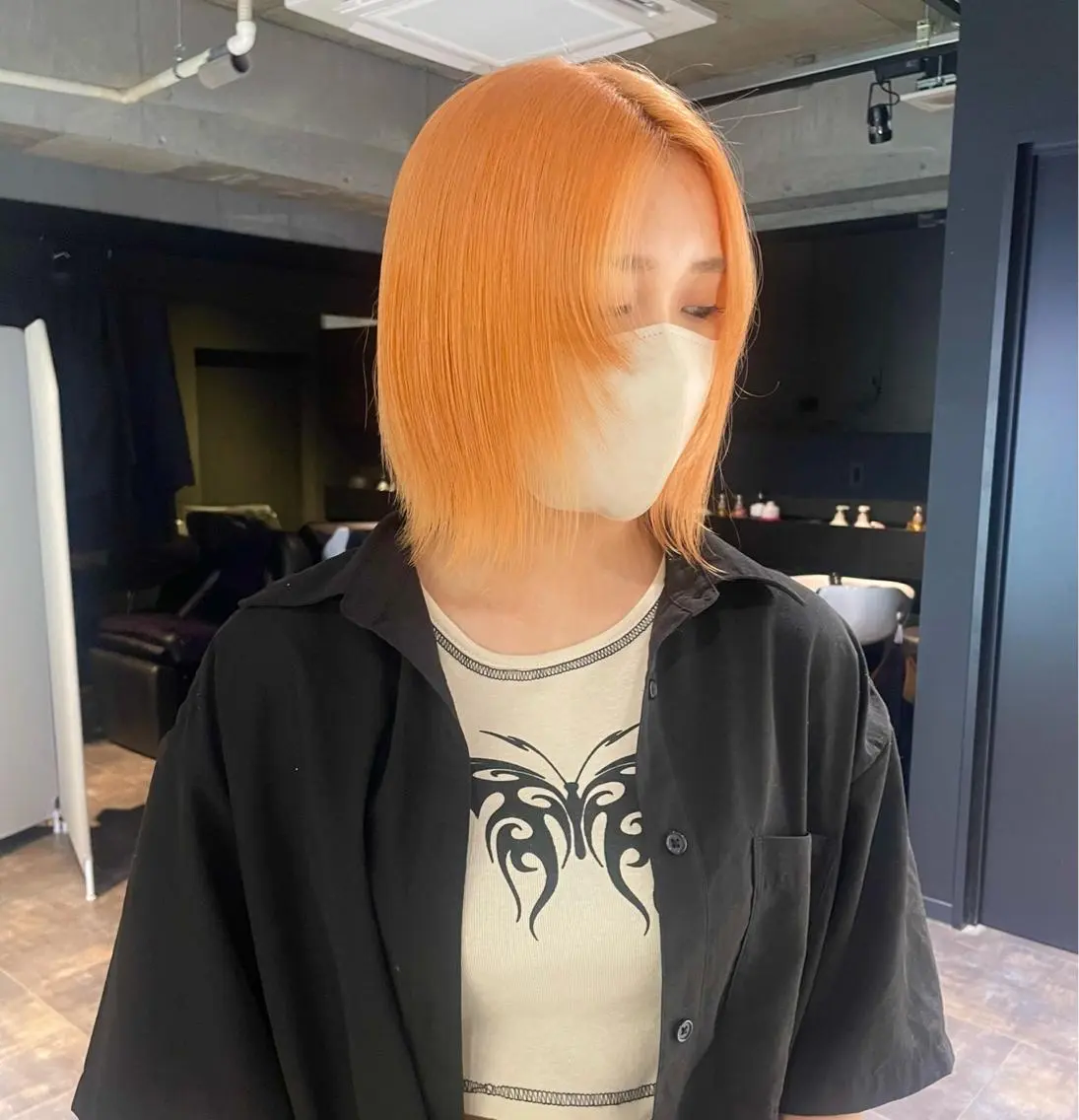 ショート カラー ブリーチ オレンジ ヘアカラー 心斎橋/ブリーチ minamiのヘアスタイル