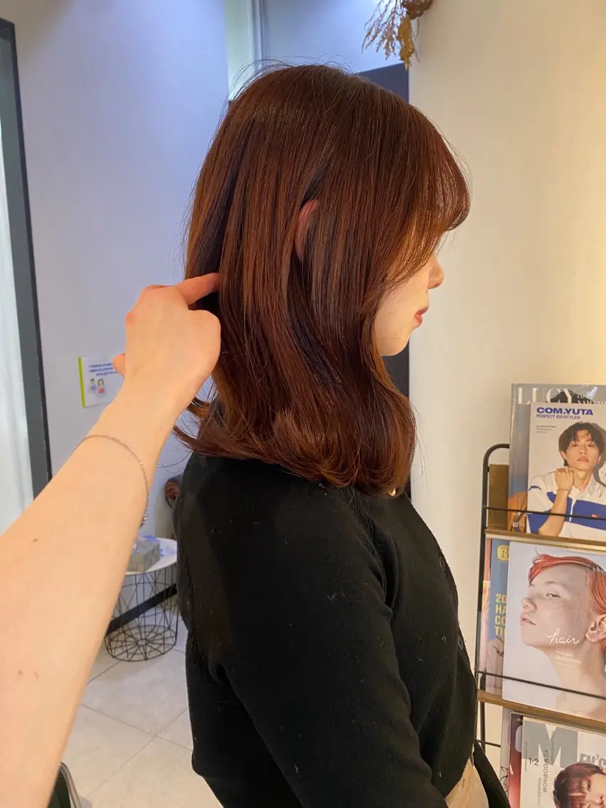 ミディアム カラー オレンジ カット ヘアカラー トリートメント mai / linoah˚✧のヘアスタイル