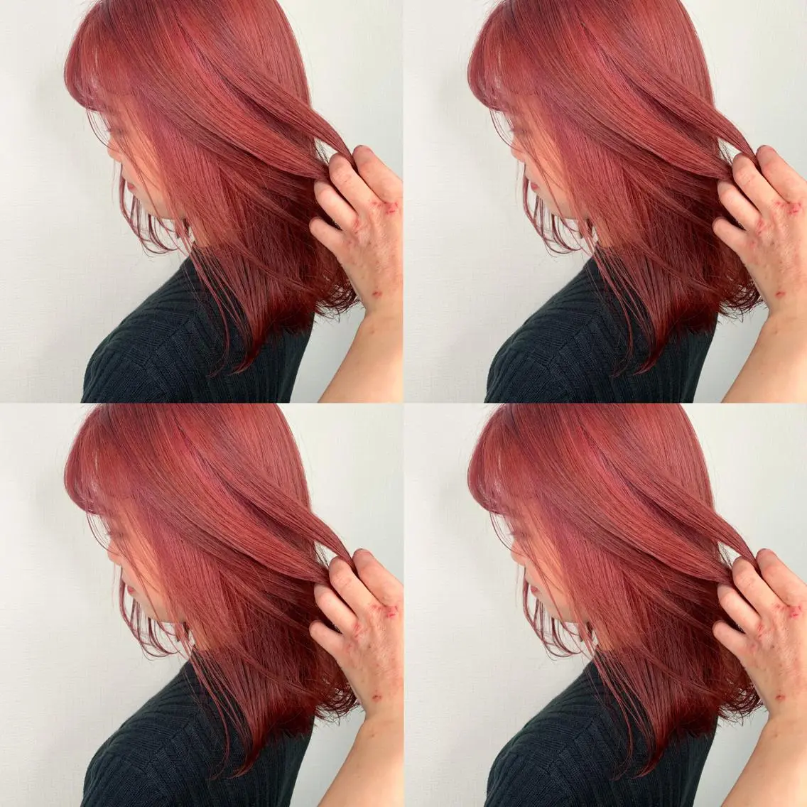 セミロング カラー ピンクカラー ヘアカラー 袴田 伊代のヘアスタイル
