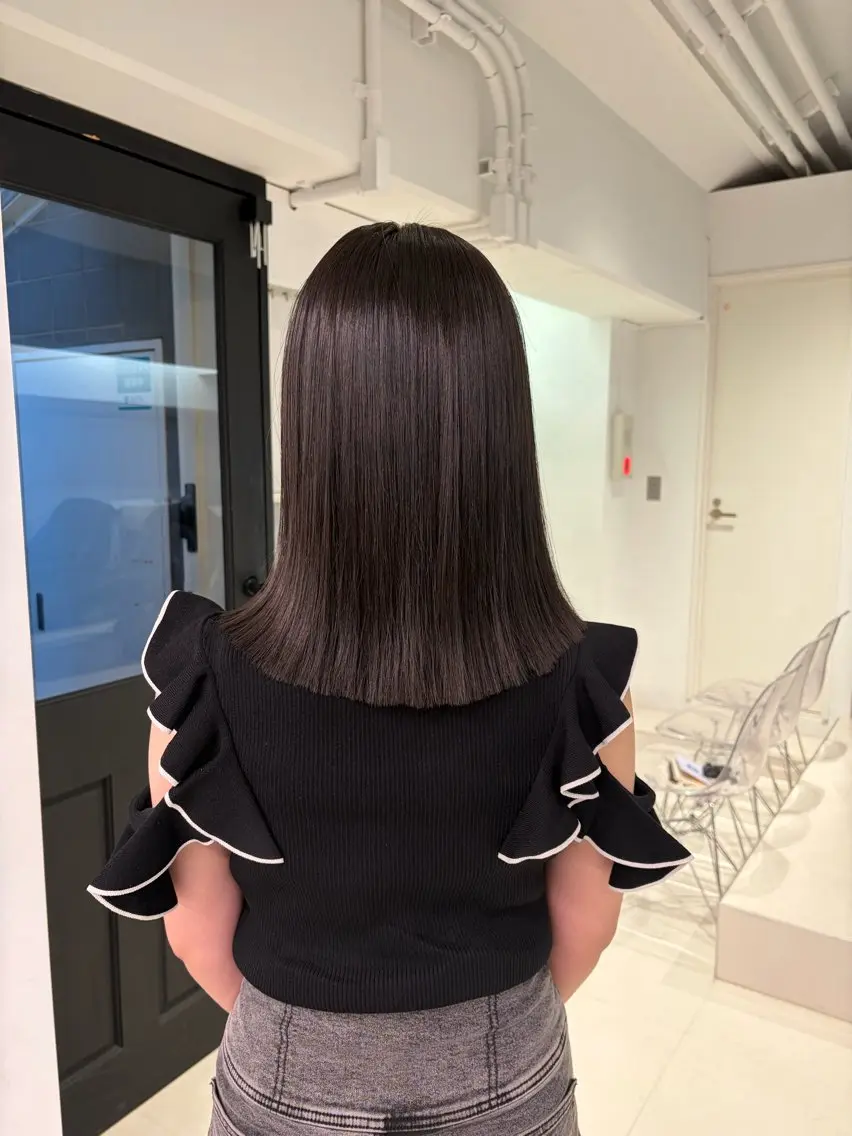 セミロング カラー ケアカラー 縮毛矯正 カット ヘアカラー 縮毛矯正 縮毛/くすみカラー Mariamu🌼のヘアスタイル