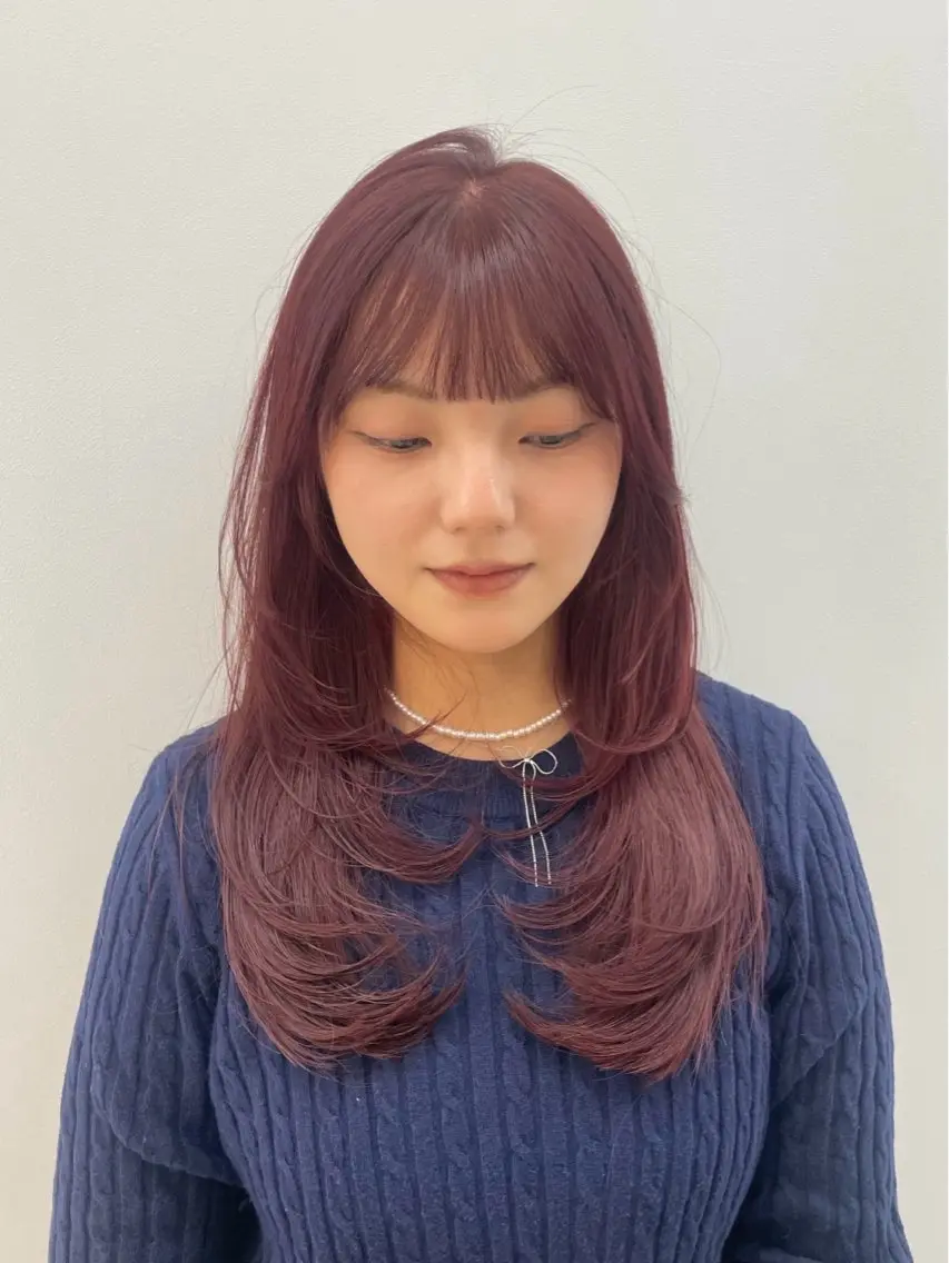 セミロング カット ヘアカラー トリートメント 🦋顔周りカット/レ イヤー/ユリ🦋のヘアスタイル