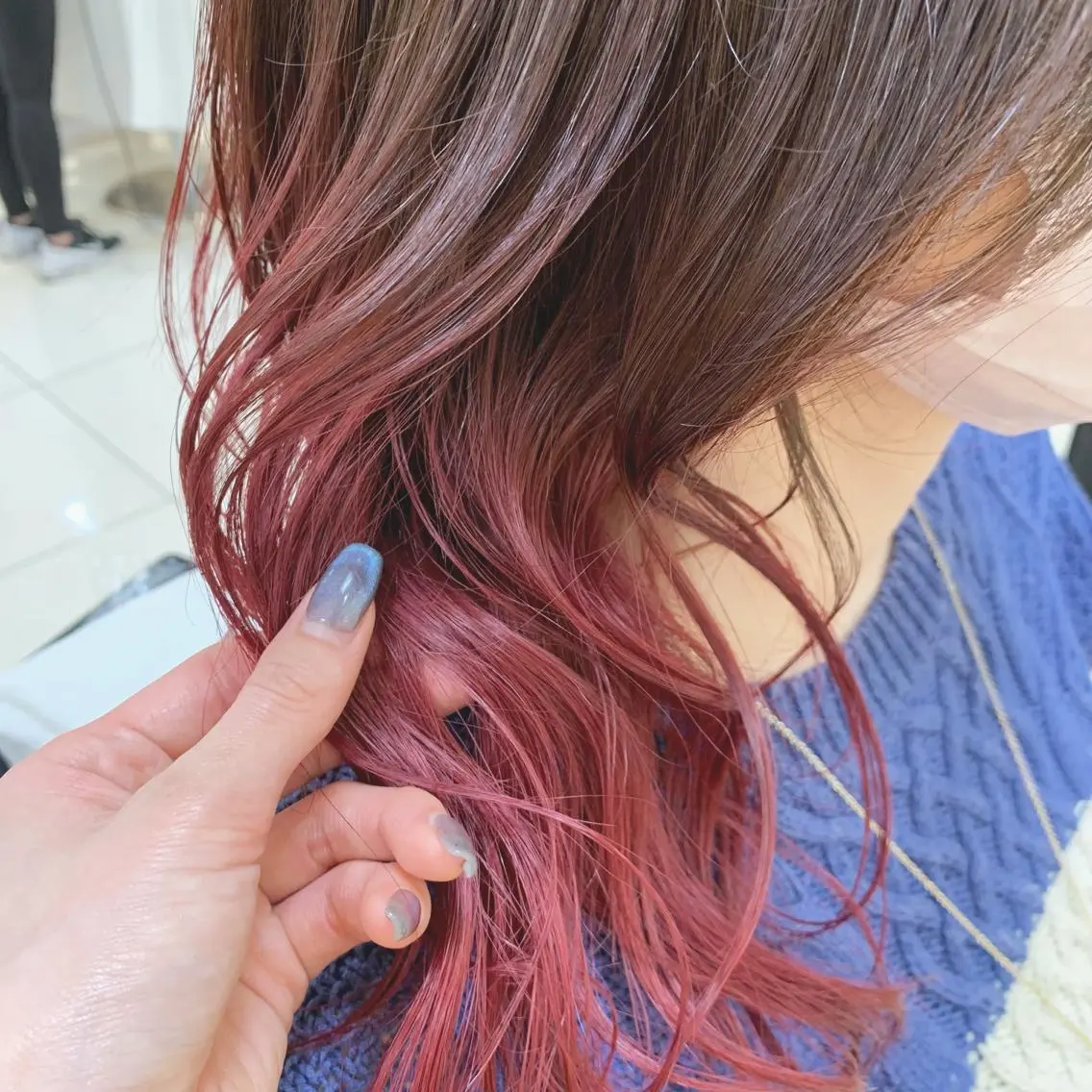 ロング カラー ヘアカラー トリートメント 店長ハイトーンカラー 柞山史奈のヘアスタイル