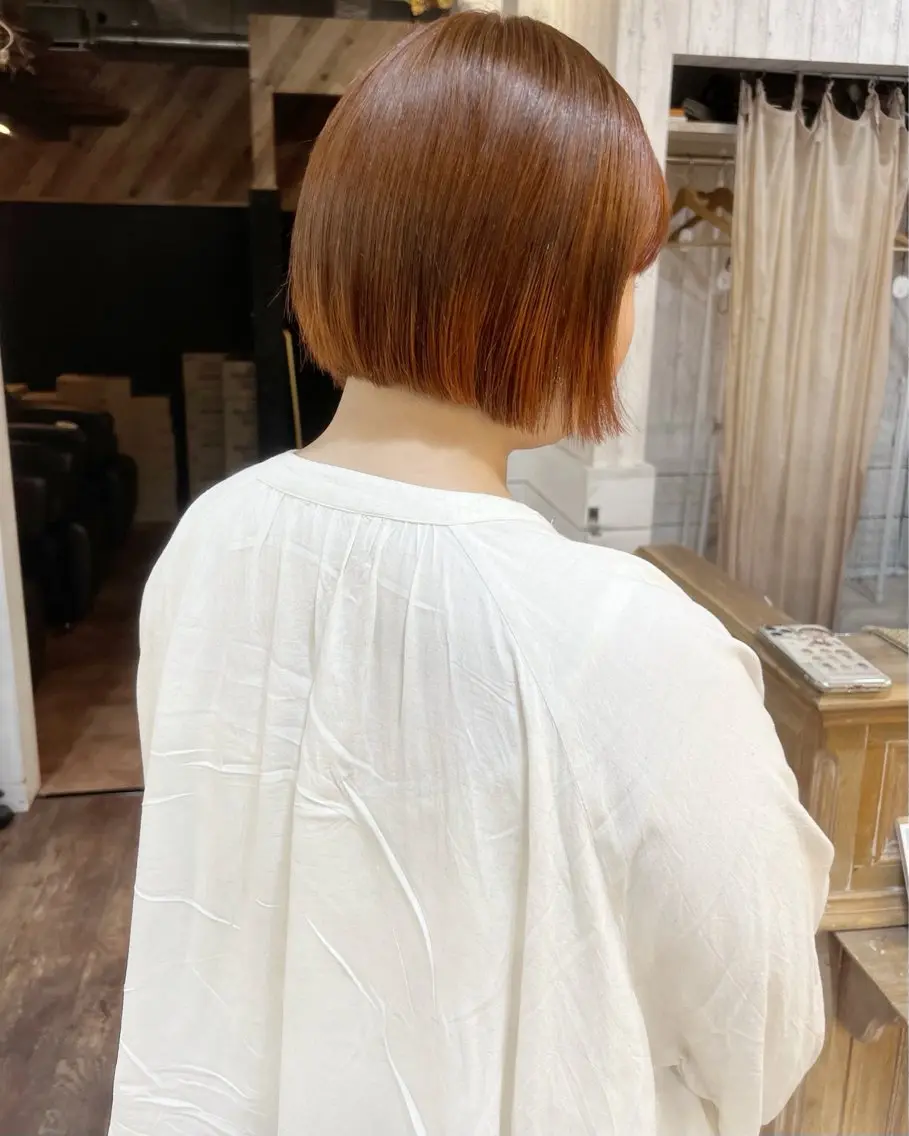 ショート カラー ブラウンカラー ダブルカラー オレンジ オレンジブラウン ヘアカラー 初めてでも失敗しない 透明感カラー　Miiのヘアスタイル