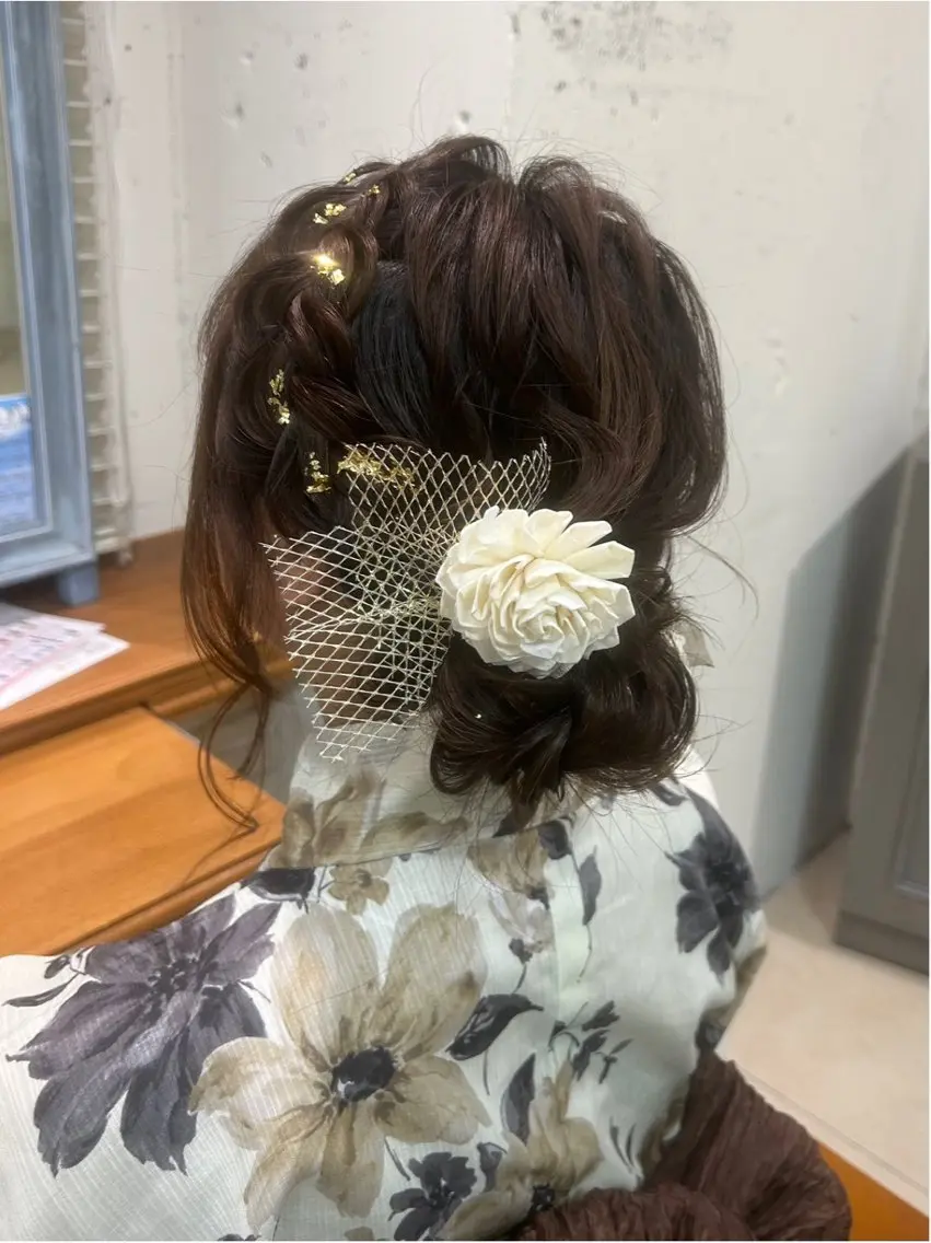 ヘアアレンジ 着付け ホナミ🤎艶カラー/ アレンジ/縮毛矯正のヘアスタイル