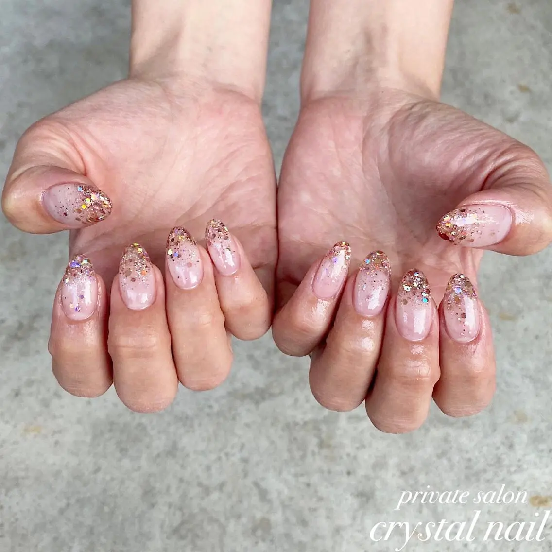 ネイル ラメ(グリッター) ラメグラデーション ハンドネイル Crystal Nailのネイルデザイン