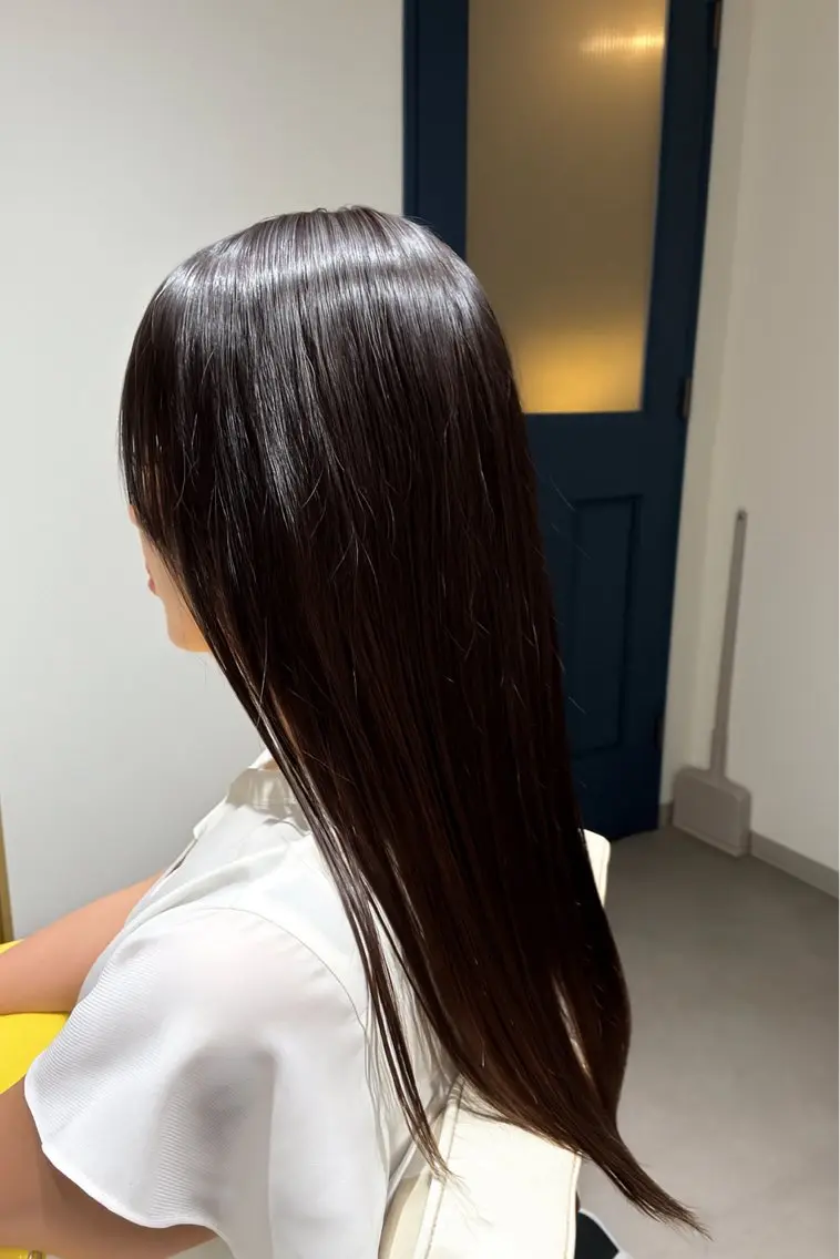 ロング ミストバング ボブ ハイライト 髪質改善 韓国風ヘア 縮毛矯正 トリートメント 髪質改善/縮毛矯正/ 美髪/個室/ハラのヘアスタイル