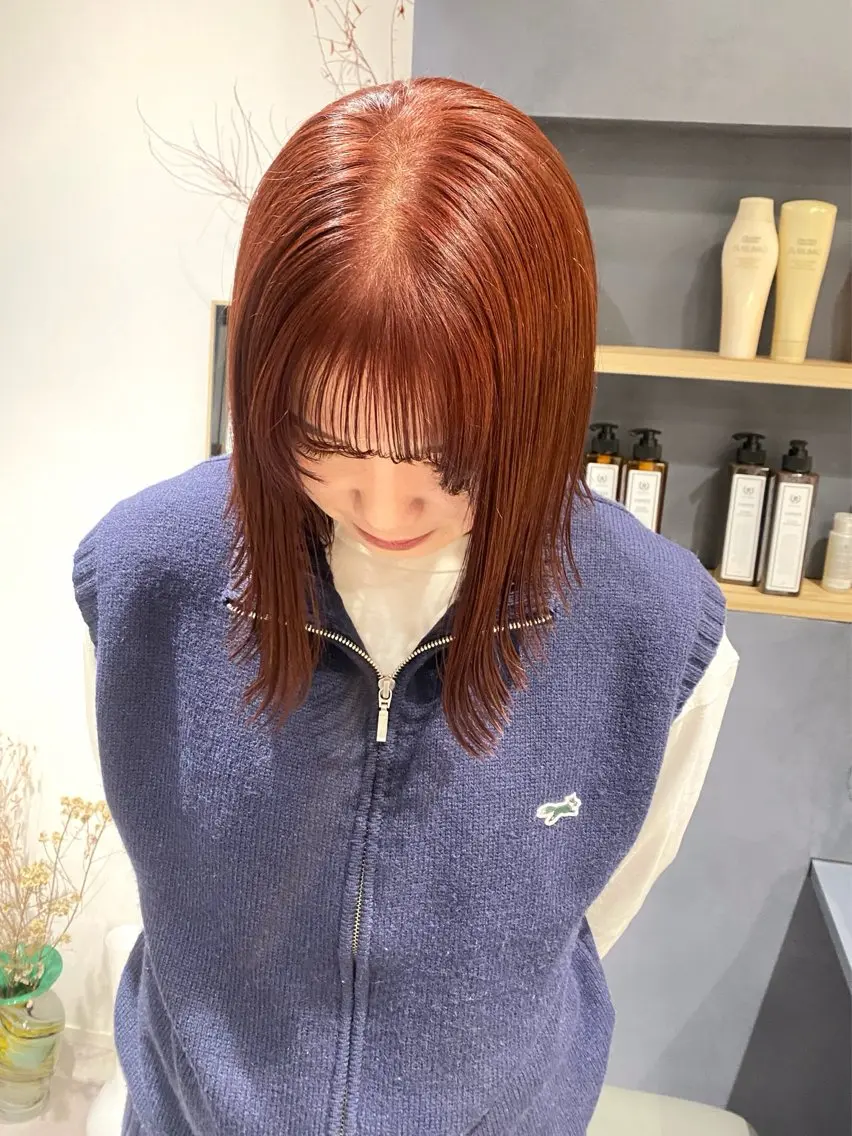 ミディアム カラー 切りっぱなしボブ ベージュカラー ブリーチ ブラウンカラー ダブルカラー ヘアカラー トリートメント saki🌼ボブ× 透明感カラー🌼のヘアスタイル