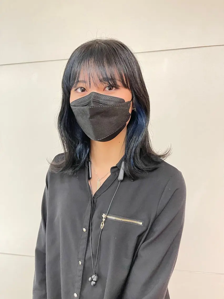 ミディアム カラー ブルーカラー ヘアカラー 高品質シールエクステ /艶髪/HIROのヘアスタイル