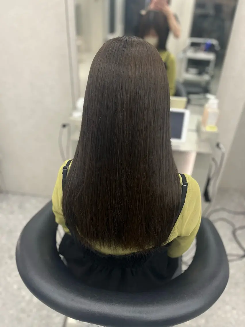 ロング カラー カット ヘアカラー トリートメント yui🎀ブリーチ なしベージュ／博多のヘアスタイル