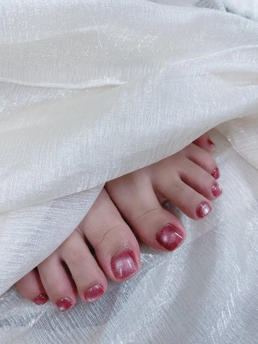 ネイル チークネイル フレンチネイル グラデーション キラキラネイル 韓国ネイル フットネイル DUO   MI nail salonのネイルデザイン