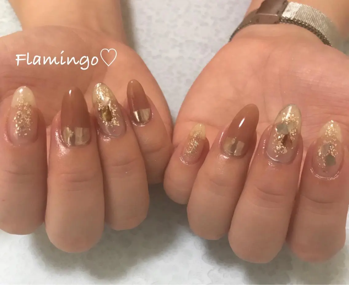 ネイル キラキラネイル ラメ(グリッター) ミラーネイル ニュアンスネイル フィルイン/爪育成♡ 40代からのサロンのネイルデザイン