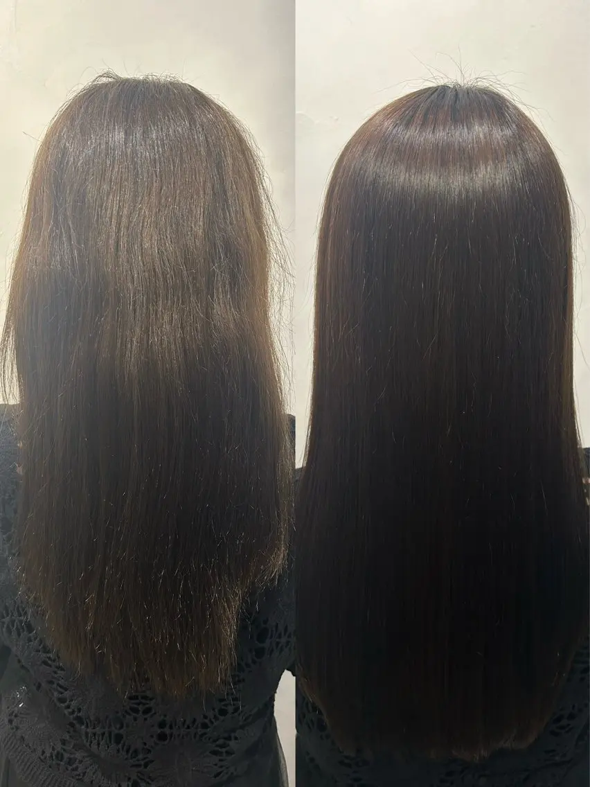ロング パーマ 縮毛矯正 ストレートパーマ 縮毛矯正 渋谷/うる艶ヘア 🤍ふうかのヘアスタイル