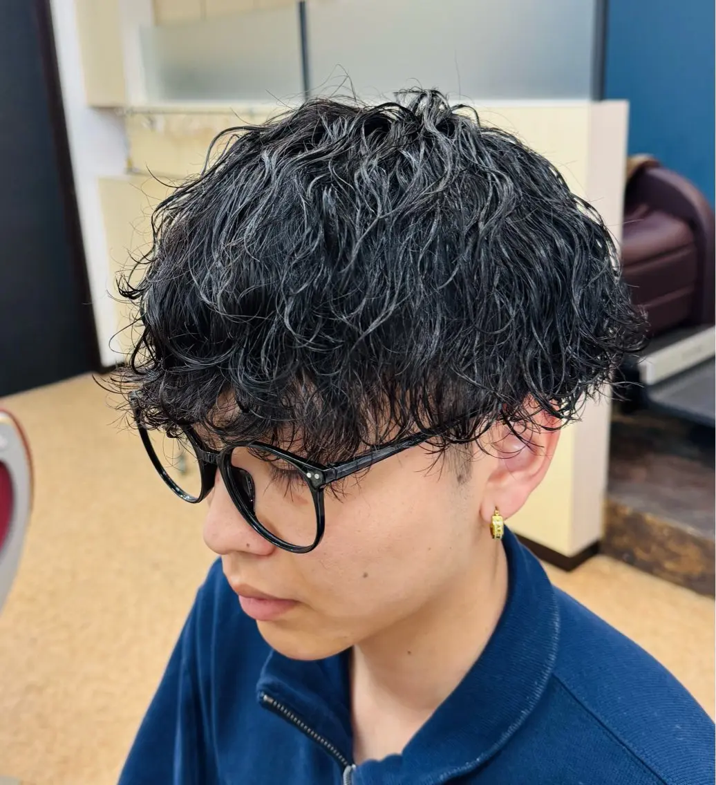 ミディアム メンズ 波巻きパーマ カット パーマ 焼津メンズパーマ特化 大石雄生のヘアスタイル