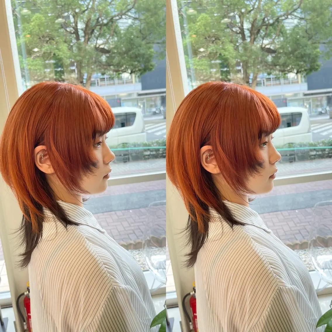 セミロング ヘアカラー Y Uのヘアスタイル