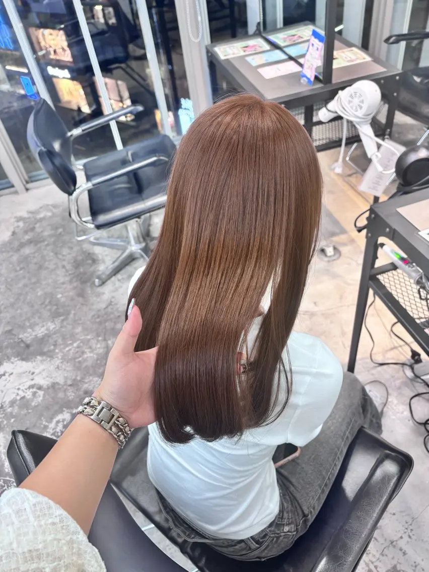 セミロング カラー ヘアアレンジ カット ヘアカラー トリートメント 🎀モテ暖色× エクステ🎀あかりのヘアスタイル