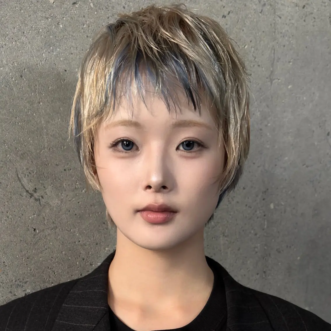 ショート ウルフ/レイヤー/ ブリーチカラーのヘアスタイル