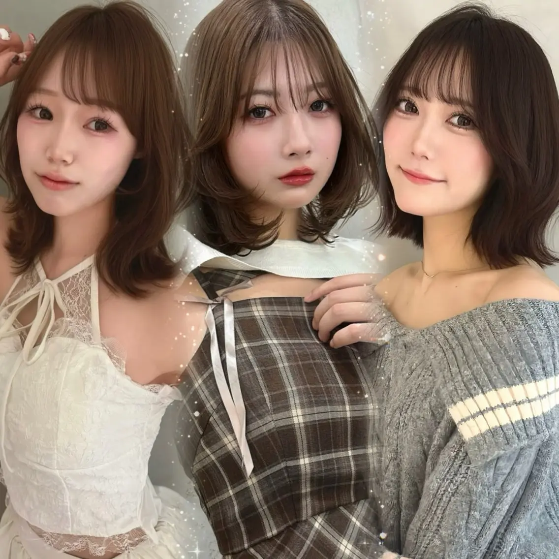ミディアム 顔周り\エクステ\ 透明感カラー\まりんのヘアスタイル