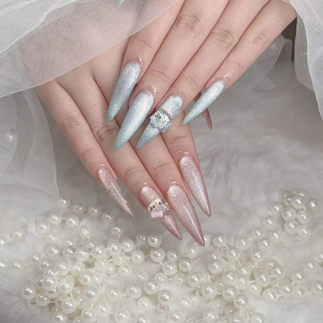 ネイル 長さ出し ジェルネイル マグネットネイル 持ち込み パラジェル ハンドネイル EGAO NAIL 錦糸町店のネイルデザイン