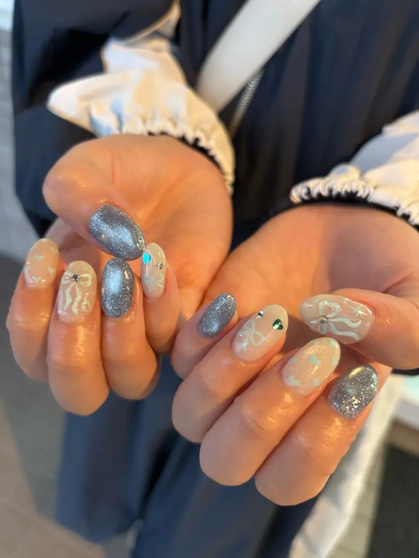 ネイル 水色 ハンドネイル N° nail_ fuyukaのネイルデザイン