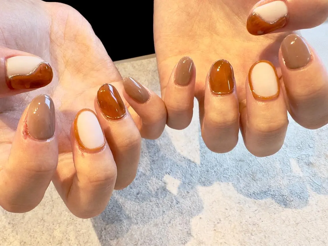 ネイル べっ甲ネイル マットネイル 持ち込み ワンカラーネイル ぷっくりネイル ハンドネイル Baden Nail ﾊﾞ-ﾃﾞﾝ ﾈｲﾙのネイルデザイン