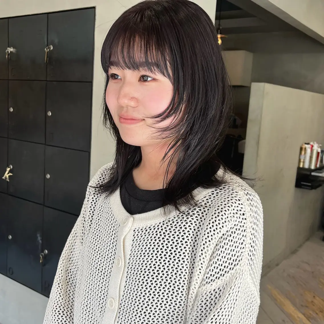 セミロング カラー 顔まわりレイヤー レイヤーカット カット ヘアカラー なな/ICI/レイヤ ーパーマ/上前津のヘアスタイル