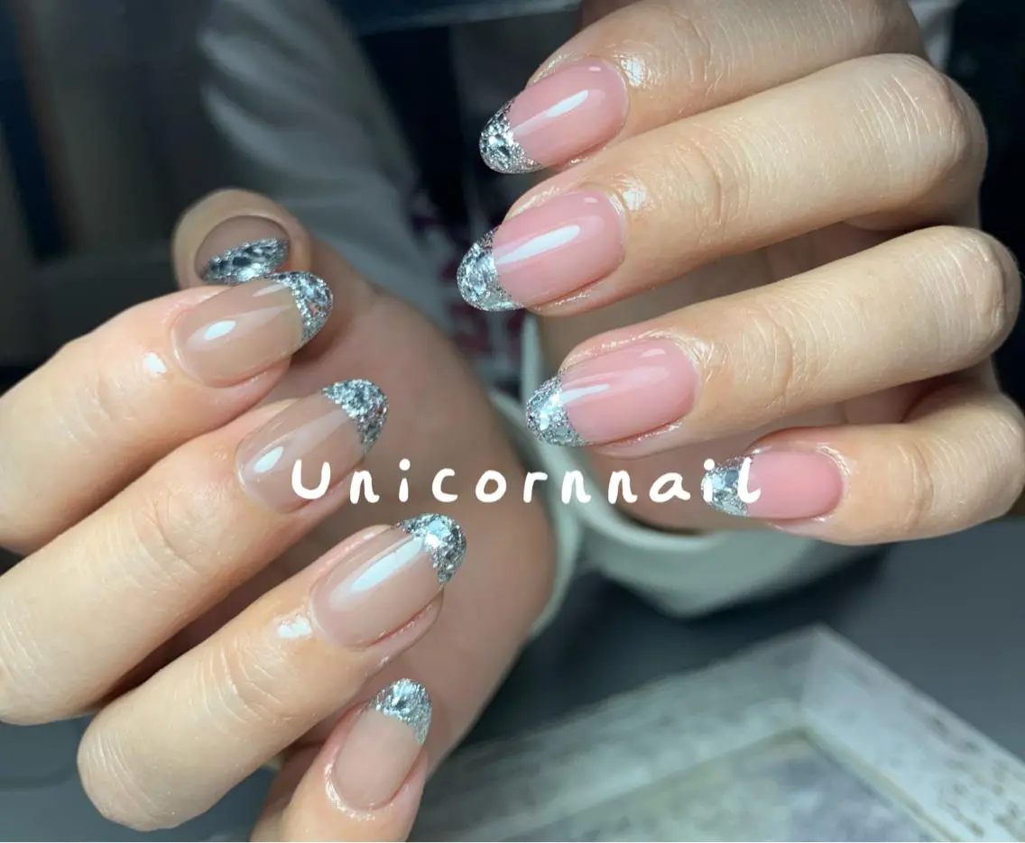ネイル フレンチネイル ガラスフレンチ Unicorn Nail 矢場町店のネイルデザイン