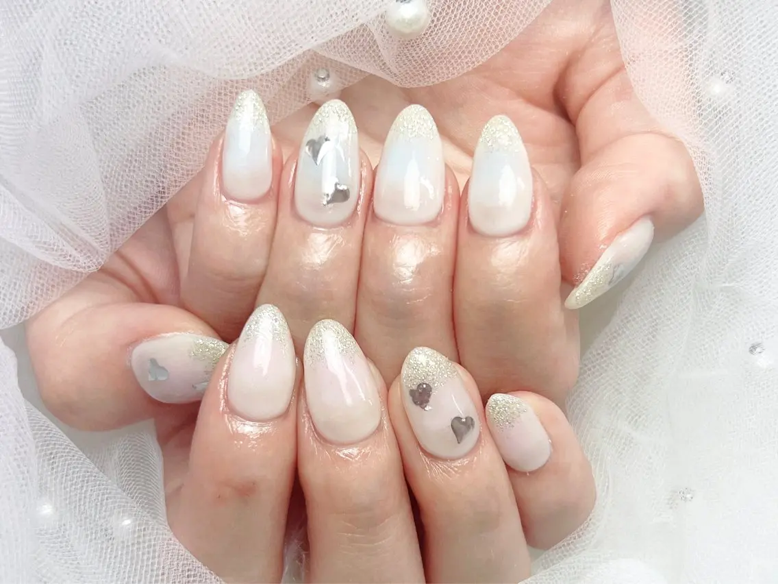 ネイル オーロラネイル チークネイル 長さ出し フットネイル フレンチネイル NaNa nailのネイルデザイン