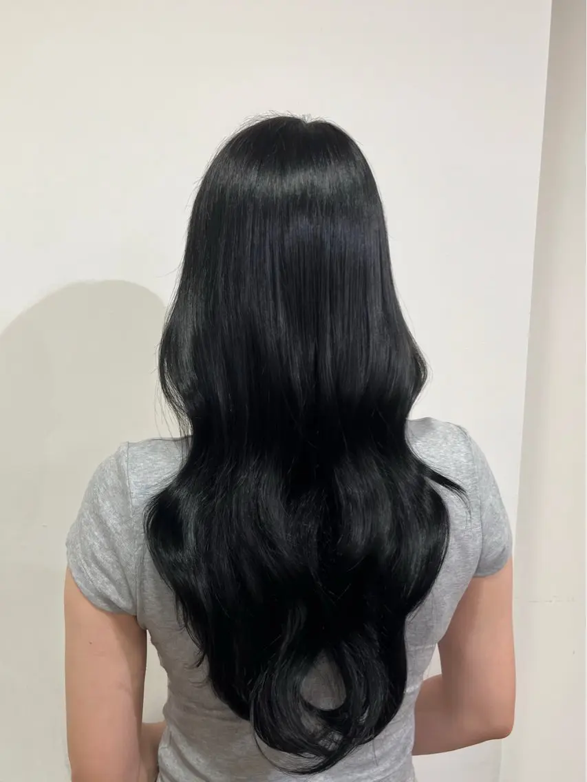 ロング カラー 黒髪 ブルーカラー ブルーブラック 透明感カラー 🎀仙台/レイヤー /暖色/ありさ🎀のヘアスタイル