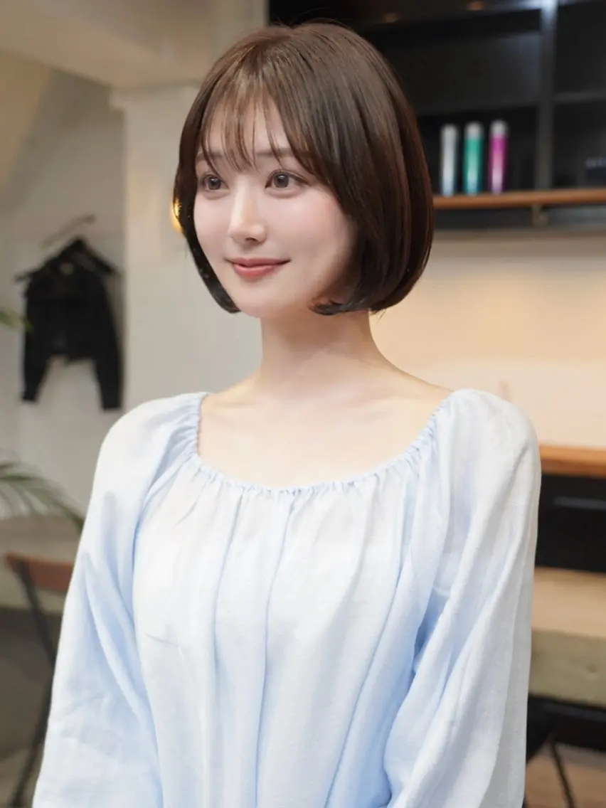 ショート 切りっぱなしボブ ボブ くびれヘア ⭐️超ボブ特化 ✂️きりっぱなしボブのヘアスタイル