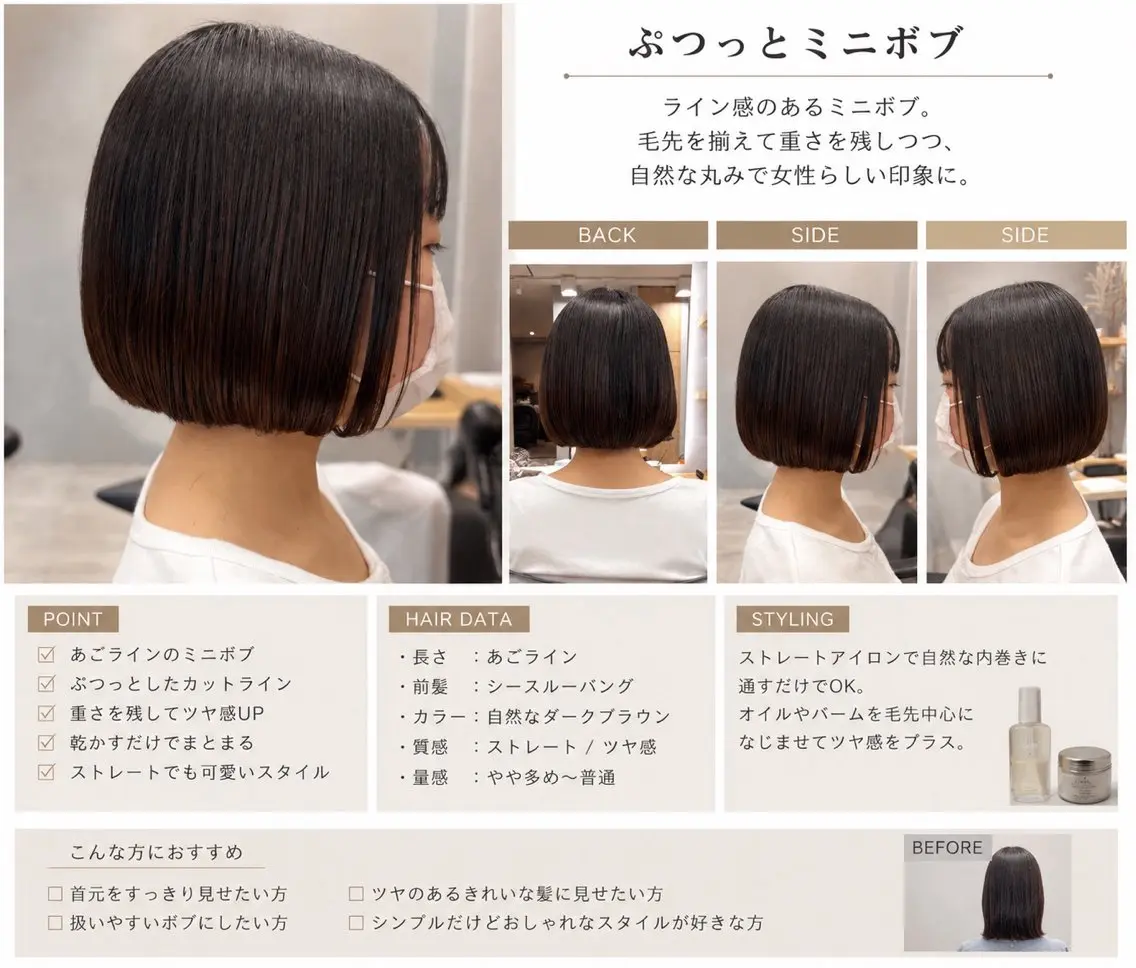 ミディアム カット ヘアカラー トリートメント ボブ/レイヤー 透明感/上尾/歩のヘアスタイル