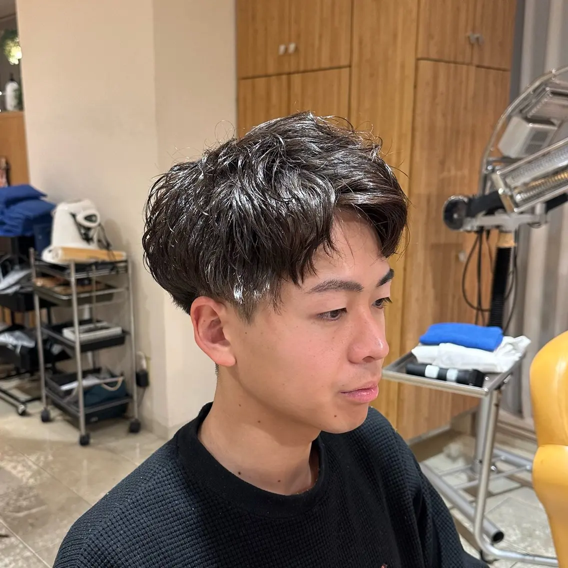 パーマ メンズ カット ヘアカラー パーマ トリートメント 田中汰知/シャドウパ ーマ/フェザーパーマのヘアスタイル